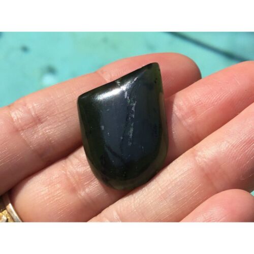 Dark Green Jade Translucent Freeform 27x20x6 mm Cabochon Gemstone - Picture 2 of 8