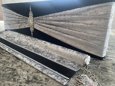 Black Velour Window Pelmet With Sash & Crushed Velvet