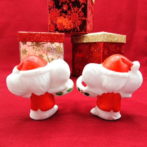 2 Vintage Lenox Weihnachtsmann Maus Porzellan Biskuit Kerze Umarmungen / Kletterer Figuren - Bild 6 von 7