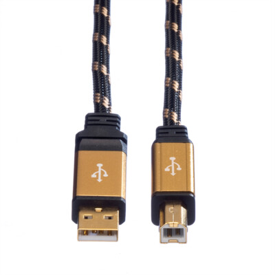 USB 2.0 Kabel Gold, Typ A-B, 1,8m