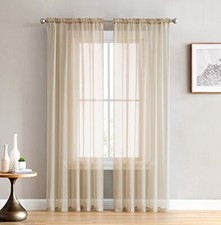 Sheer Voile Window Treatment Rod Pocket Curtain 54 W x 84 L Antique Taupe