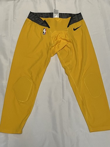 Los Angeles Lakers NIKE Pro Compression Pants Gold Player Issue Men's XXL - Picture 1 of 9