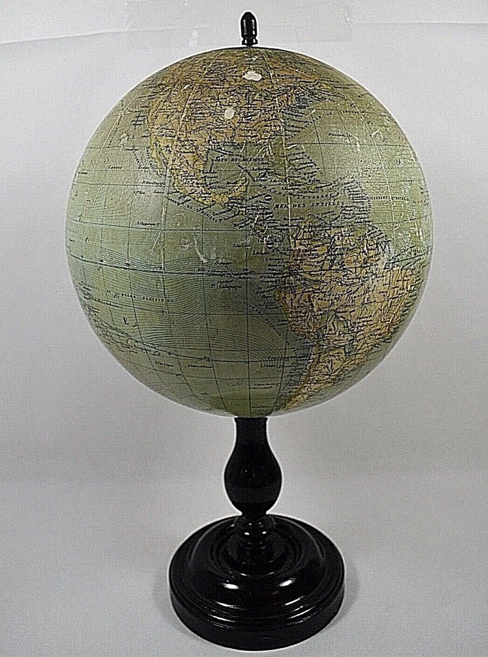 ANCIEN GLOBE TERRESTRE METRIQUE E BERTAUD EDITEUR G THOMAS SUCr PARIS 1900/1918  - Photo 2/4