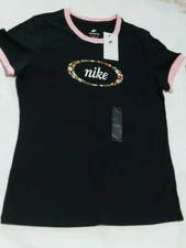 New Women's Nike T-Shirt Crew Neck Classic Logo Short Sleeve Multiple color L