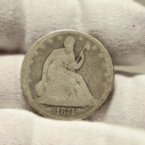 1874 Arrows US Seated Liberty 50c AG/G Scratch