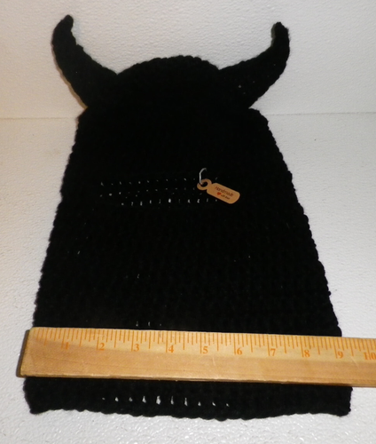 Devil Balaclava Mask Hat Beanie Cap Adult Size HandMade USA Crochet Horns Diablo - Bild 3 von 3