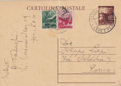 12728-UMBERTO II, POSTCARD £1.20 +£1.+80c. DEMOCRATICA, ANCONA-ROME