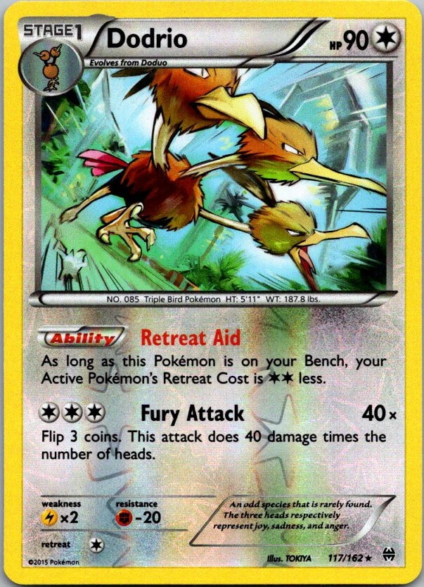 Pokemon XY Breakthrough Dodrio Reverse Holo 117/162 NM