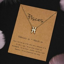 New Fashion Gold 12 Horoscope Signs Pisces Necklace Pendant Chain