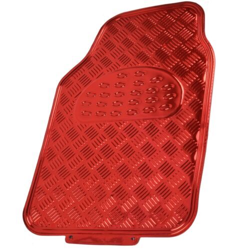 BDK 4-Piece All-Weather Floor Mats – Universal Fit For Cars, Trucks, SUVs – Metallic Chrome Finish
