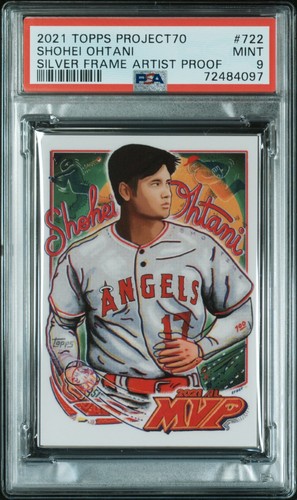 2021 PROJECT70 SHOHEI OHTANI 722 Silver Frame Artist Proof  36/51 PSA 9 MINT