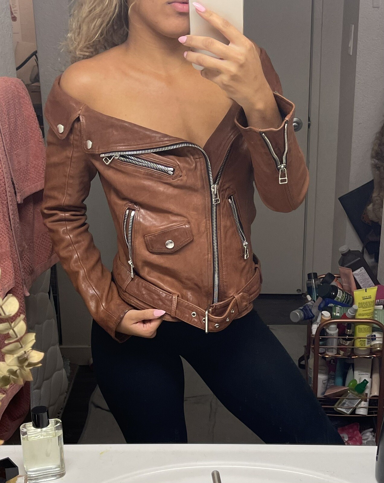 faith connexion leather jacket off shoulder | eBay