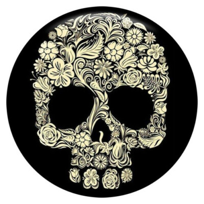 SNAP IN BUTTON CHARM FITS GINGER SNAPS STYLE JEWELRY ENAMEL SKULL FACE #82
