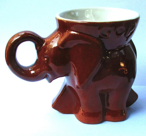 Vintage Frankoma 1974 GOP Republican Elephant Brown Political Mug