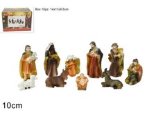 Set 10 Pezzi Natività Pastori Presepe In Resina 10cm Decoro Natale dfh