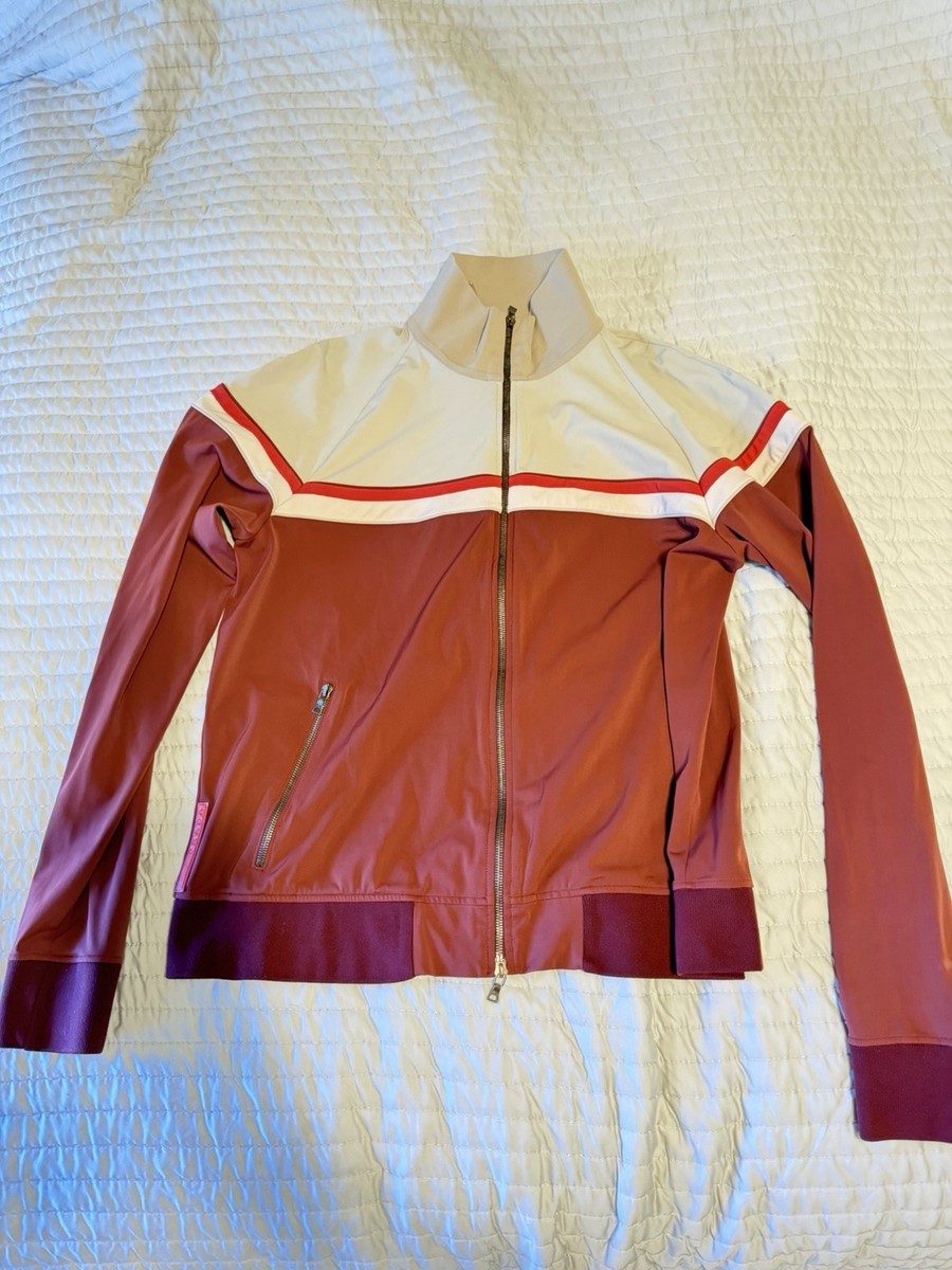 PRADAジャージベージュ/ワインレッド フルジップジャケット Prada Men's Colorblock Track Jacket Zip XXL Red Beige White Stripe