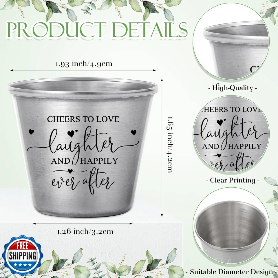 Juego de 50 vasos de chupito Uiifan para invitados de 1,5 oz con tarjetas de regalo B Foto 2 de 4