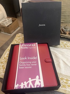 Filofax Finsbury A5 organizer with 2010 Family Organizer insert Red Leather NOS