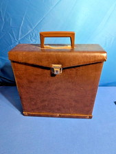 Vintage Vinyl Record Storage Case Carry Box 12" LP Brown Faux Leather