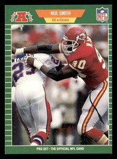Neil Smith 1989 Pro Set Rookie Card #180 Kansas City Chiefs. rookie card picture