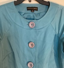Kasper Company Blue Women's Button Lined Jacket 3/4 Sleeve Size 12