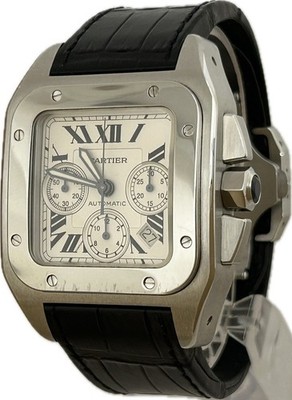 Cartier Santos 100 XL W20090X8 Chronograph Automatic Mens Watch Excellent A6505