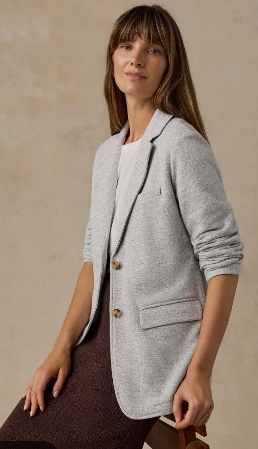 Faherty Women's Oatmeal Organic Cotton inlet Knit Blazer Sz XS