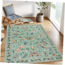  Insect Botanical 3x5 Rug Washable Soft Foyer Rugs for Entryway Non Slip 