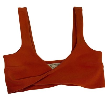 Bec + Bridge Rust Orange Twist Front Crop Top Size 2 Scoop Neck Crepe Bralette