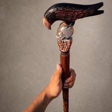 Carved Wooden Walking Cane Eagle Handle Walking Stick Vintage Gift Decor