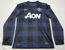 Nike Manchester United Dri Fit Jersey Blue Black Plaid L/S #10 Rooney Mens S