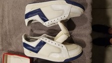 1980's original vintage Pony tennis shoes 1 Roscoe model 5547 sz 7 white/royal