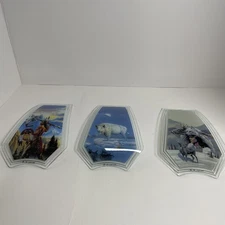 VTG Ok Lighting Lamp Shade Glass Panel Replacements Native American Set Of 3