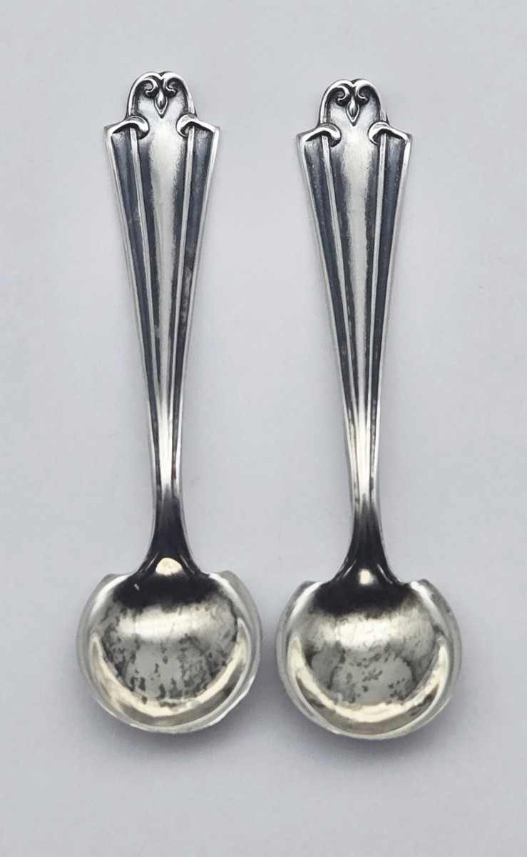 VTG Lot of Sterling Silver Condiment Salt SSMC Spoons Scroll