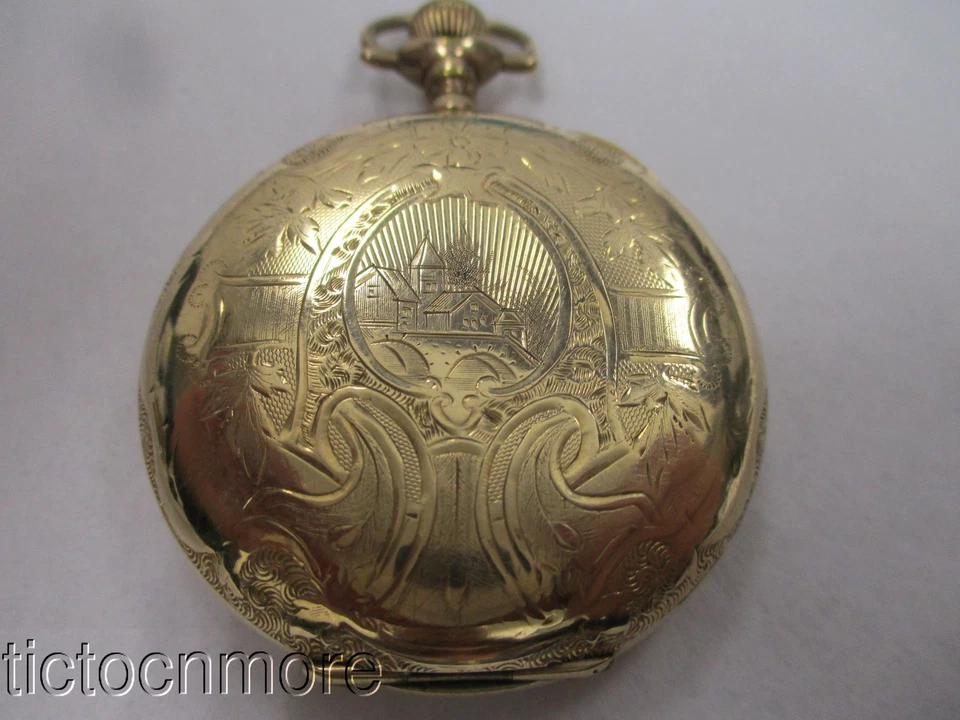 ANTIQUE AMERICAN WALTHAM SEASIDE GOLDEN FANCY DIAL 6s HUNTER POCKET WATCH 1906 - Image 4 of 4