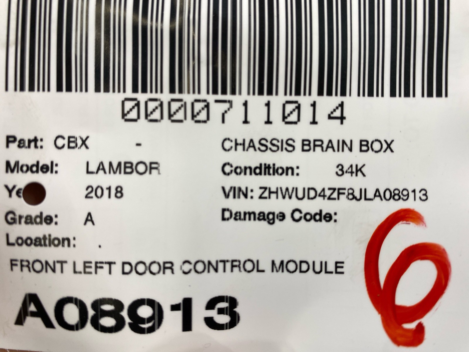 LAMBORGHINI HURACAN LP640-4 PERFORMANTE FRONT LEFT DOOR CONTROL MODULE UNIT