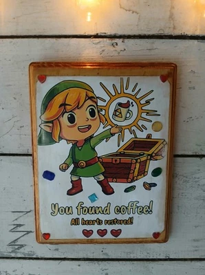 Zelda - Link - Wall Art [You Found Coffee All Hearts Restored] - Image 1 of 4