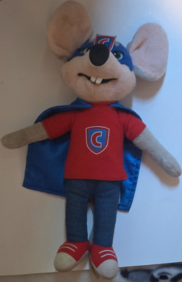 Chuck E. Cheese Figur Puppe Plüsch grau rot blau Polyesterfaser 2014
