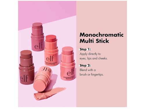 2 e.l.f. Monochromatic Multi Stick, Luxuriously Creamy Blendable Color Peony NIB - Picture 2 of 6