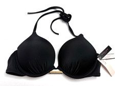 Victoria's Secret Black Add 2 Cups Push Up Bikini Top Swimsuit New Size 34B