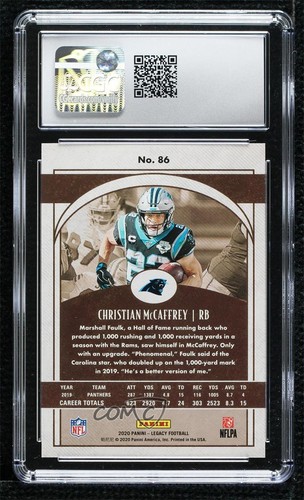 2020 Panini Legacy Green 11/100 Christian McCaffrey #86 CGC 9.5 Mint+ kn8 - Picture 2 of 3