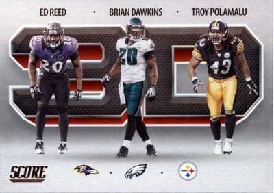2021 Score 3D #3 Brian Dawkins Ed Reed Troy Polamalu - FB