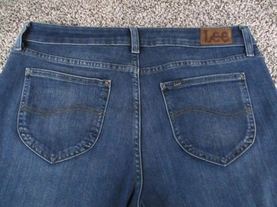 Lee Bootcut Jeans Womens 14S Blue Medium Wash High Rise Stretch Denim 34x29