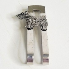 VTG Sterling Silver Scottish Terrier Dog Money Napkin Clip Barrette 1930s Marked