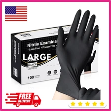 Schneider Nitrile Exam Gloves, Black, Large, 100-Ct Box, 4-Mil, Latex-Free, Powd