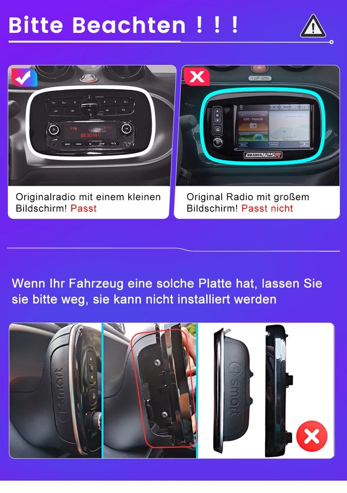6GB+128GB Für Mercedes Benz Smart Forfour Fortwo 453 10.1" Carplay Autoradio GPS - Bild 2 von 4