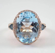 4 Ct Oval Cut Lab-Created London Blue Topaz Wedding Ring 14k Rose Gold Plated