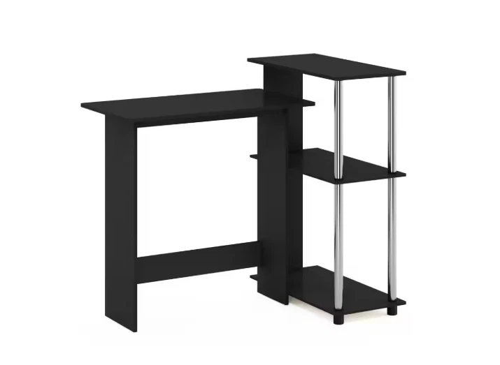 Furinno 38 pulgadas. Escritorio de computadora esquinero americano/acero inoxidable con almacenamiento abierto Foto 2 de 4