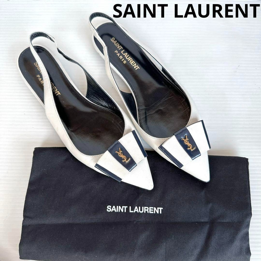 Scarpe basse Saint Laurent Anais taglia 34D mocassini slip on in pelle bianco nero