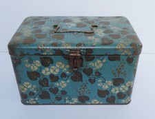 Large Antique Tin Floral Decoration Trunk Type